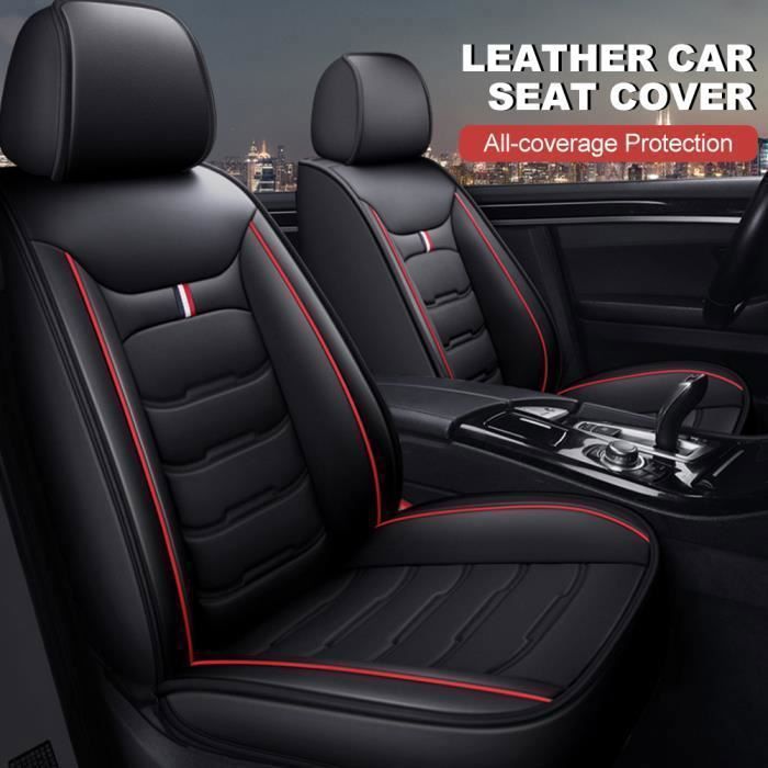Housse de siège - MOMOTOU - Universelle - Cuir PU noir rouge - Compatible airbag - Installation facile Femeo