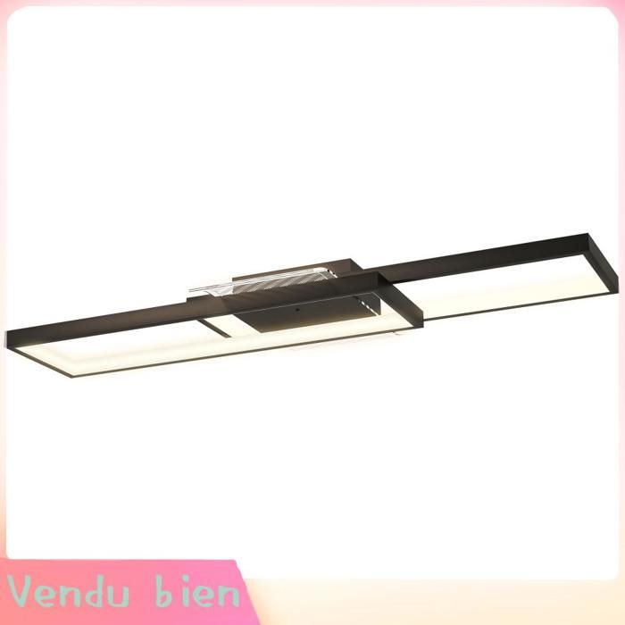 LIA Plafonnier LED rectangle 43W 3000-6000K 4600LM télécommande 70x30cm noir