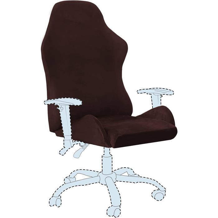 Housse de Chaise Gaming Extensible 2 Pièces Protection Fauteuil Bureau Velours Marron