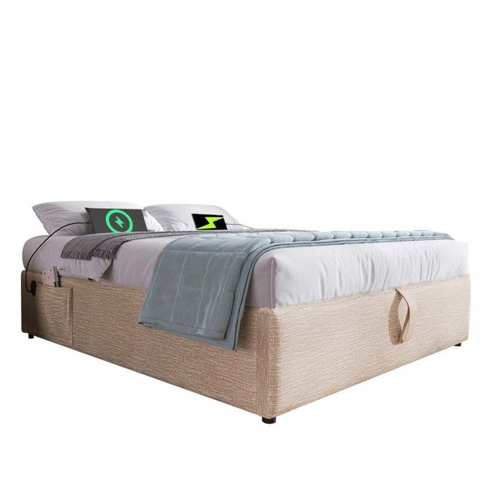 Lit double capitonné naturel 160x200 coffre rangement USB-C sommier lattes sans tête lit sans matelas Lit double capitonné naturel 160x200 coffre rangement USB-C sommier lattes sans tête lit sans matelas