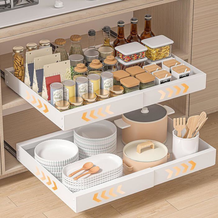 Tiroir Coulissant Adhésif Lot 2 Rangement Placard Sans Perçage 52cm Extensible 32-53 cm Range Ustensiles Blanc Tiroir Coulissant Adhésif Lot 2 Rangement Placard Sans Perçage 52cm Extensible 32-53 cm Range Ustensiles Blanc