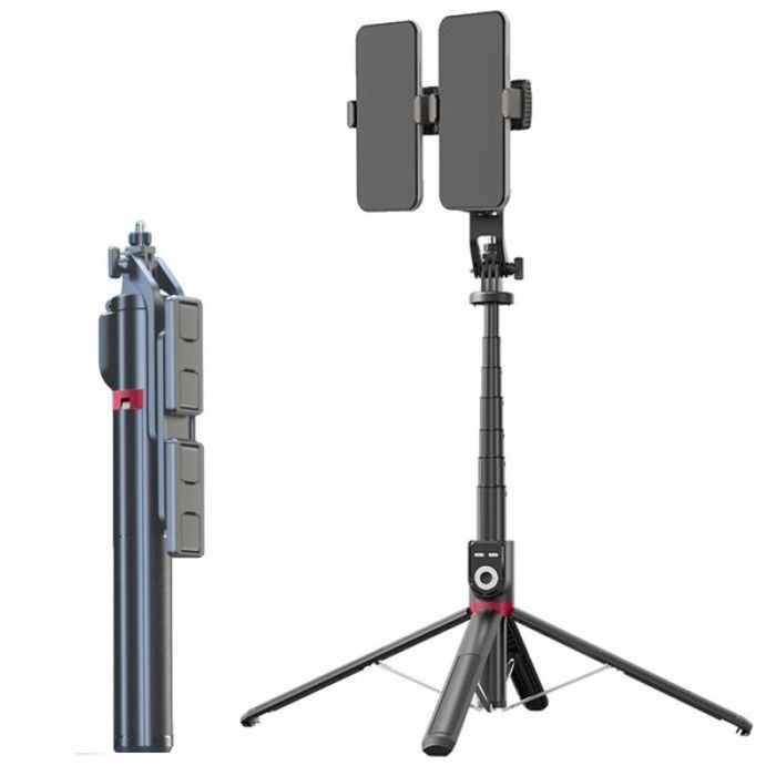 Support pour bâtons de selfie - P225 TK - Pliable - Rotatif à 360 degrés - Télécommande Bluetooth - 335-220 cm