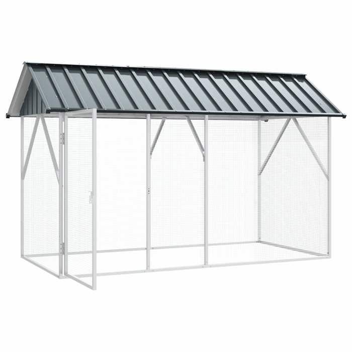 Cage pour oiseaux - Acier galvanisé - Amovible - Extérieur - Anthracite - 227x112x141 cm