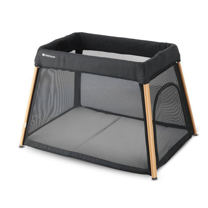 Lit de voyage et parc bébé Deryan 2-en-1 - Avec rehausseur de fond - Aspect bois