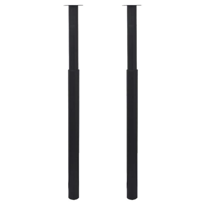 Pied de table télescopique - ASHATA - Noir - Réglable 710-1100 mm - Métal - 2 pcs