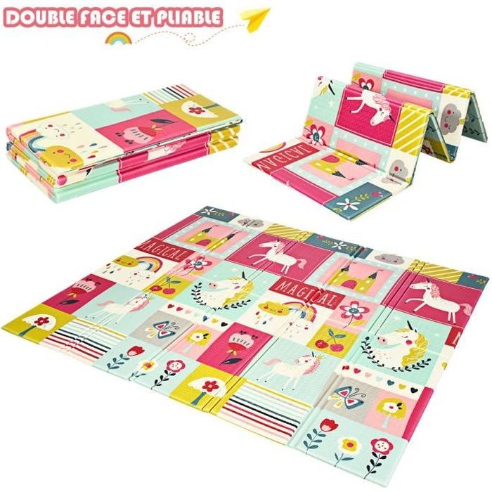 Tapis de Jeux Bébé Pliable Imperméable - CAROMA - 200x180cm - Rose - XPE -  Non toxique - Antidérapant - Cdiscount Puériculture & Eveil bébé