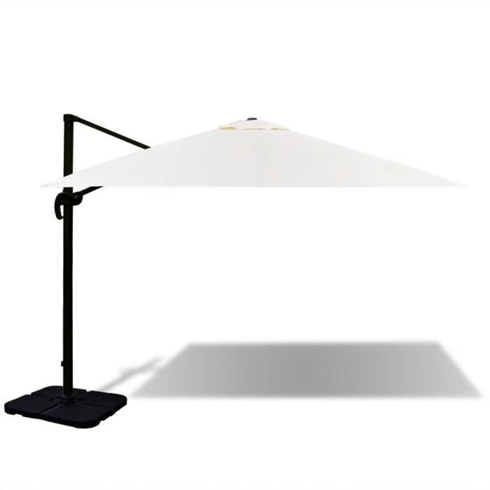 LEHMANN Grand Parasol Jardin Aluminium 300cm - Avec Support, Manivelle, Réglable - Protection UV Imperméable