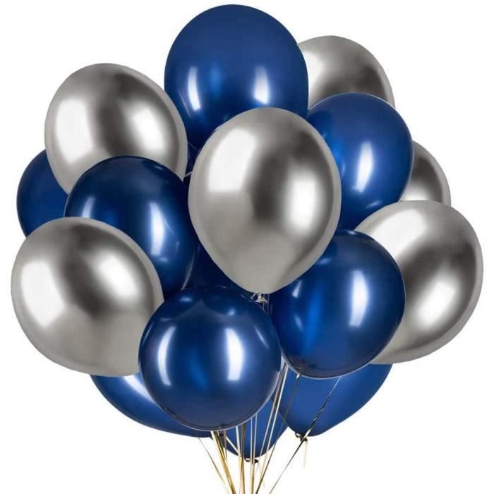 12 Pouces Ballons Bleu Marine et Argenté - 30.4cm Lot de 50 Ballon En  Argenté et Bleu Marine[1782]
