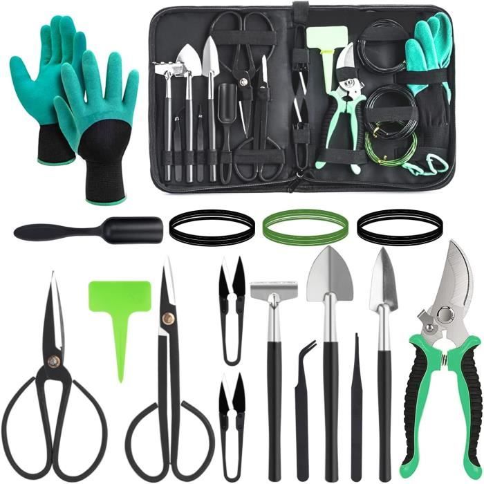 Kit Bonsai 22 pièces, Ensemble Outils de Jardin, kit Jardinage pour