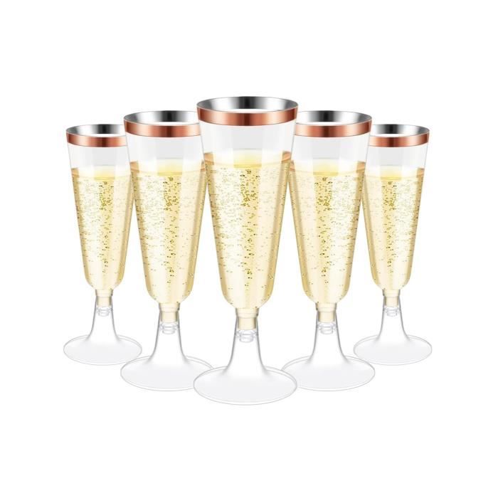 Coupe de Champagne, 25 Pièces Flute Champagne Plastique Reutilisable,  Gobelet Verre a Biere Vin Cocktail pour Fêtes De Douche 150ml - Cdiscount  Maison