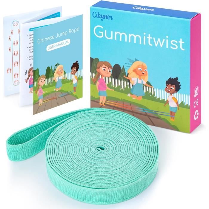 Corde à Sauter Chinoise Élastique Gummitwist - 4m Long, 1.5cm Large, Arc-en-Ciel, Pour Jeux Enfants Intérieur/Extérieur