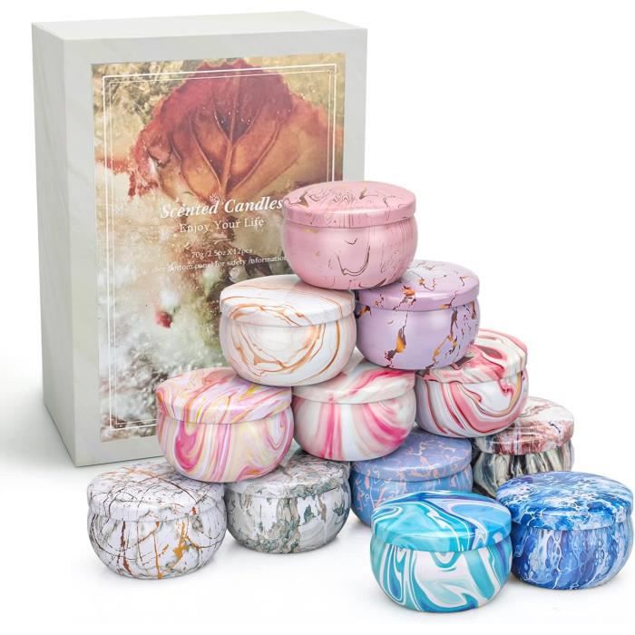 Coffret 4 Bougies Parfumées Cire Soja - Lavande, Jasmin, Gardénia, Sauge - Cadeau Femme