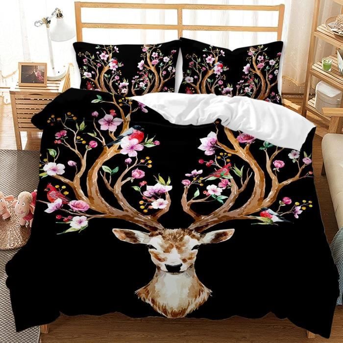 Ensemble De Couette Queen 3D - Multicolore - Avec Taies Et Drap Plat (Coton Mélangé)