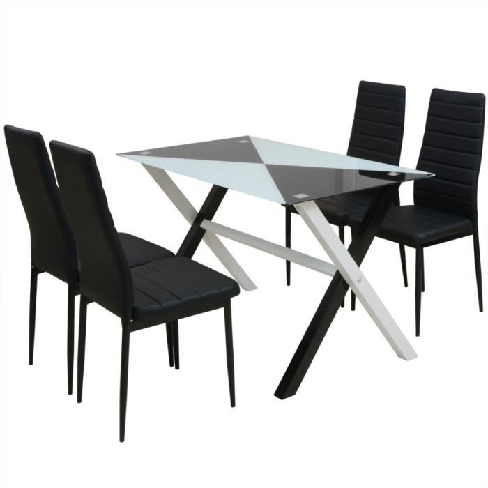 P100 Ensemble table et chaises de salle a manger 5 pcs en PU