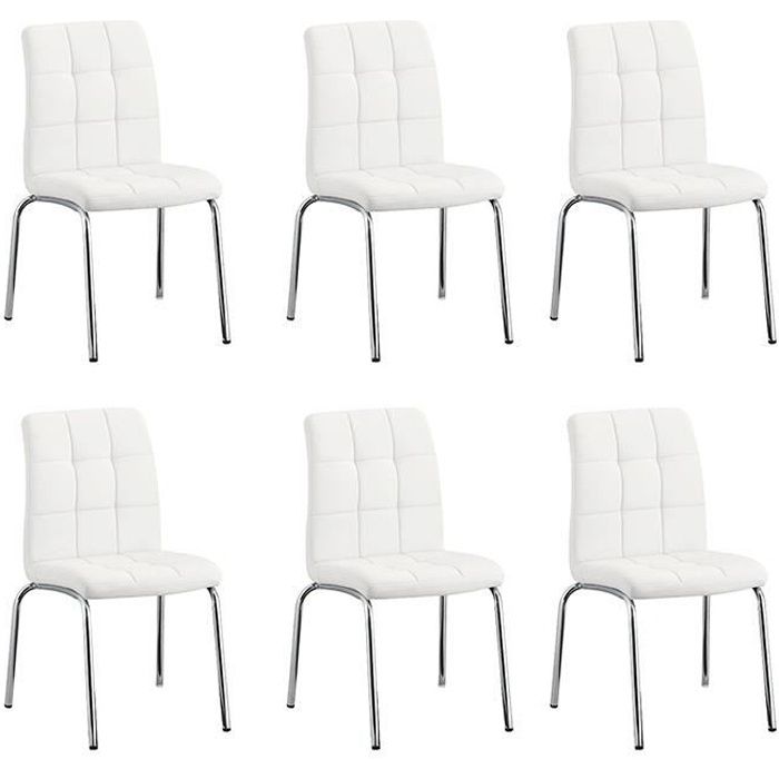 lot de 6 chaises salle à manger blanches - nursia - designetsamaison