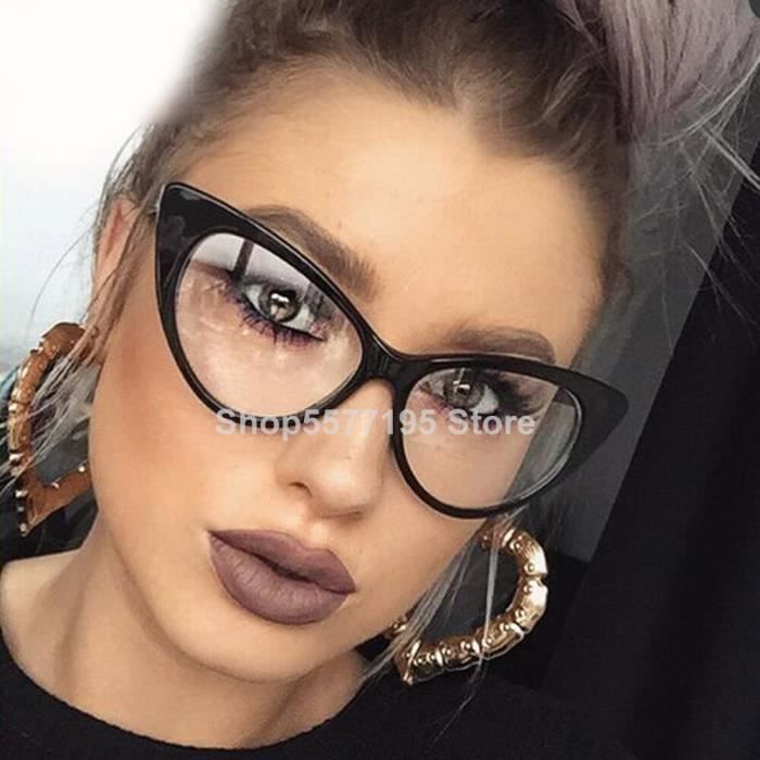 Lunettes de vue il de chat pour femmes monture marque de styliste retro clair mode nouvelle coll black clear small THJR129 Achat Vente lunettes de vue Lunettes de vue il