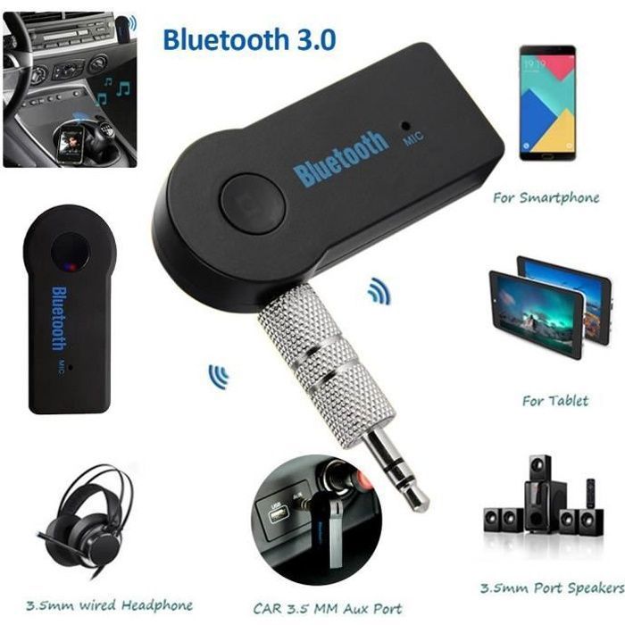 Adaptateur bluetooth 5 en 1 micro / MP3 / radio pour casque avec connecteur  jack