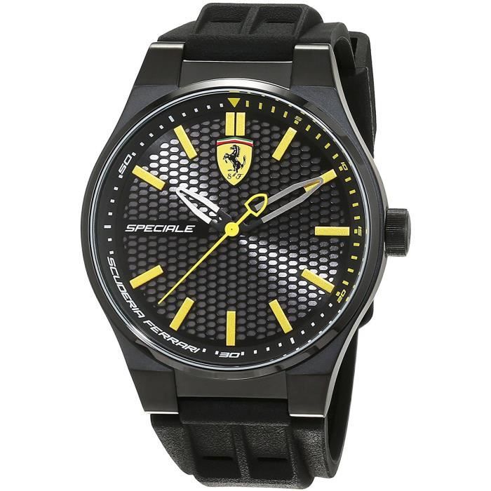 FERRARI HOMME 44MM BRACELET CAOUTCHOUC NOIR QUARTZ ANALOGIQUE MONTRE  0830354 - Cdiscount Bijouterie