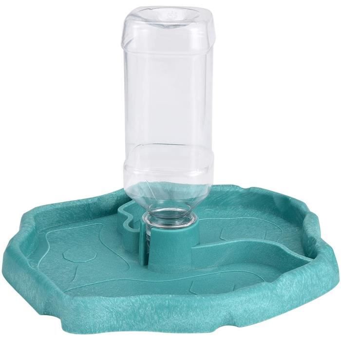 Distributeur deau pour Reptile - 2 en 1 - Bol Anti Débordement - Plastique - Bleu