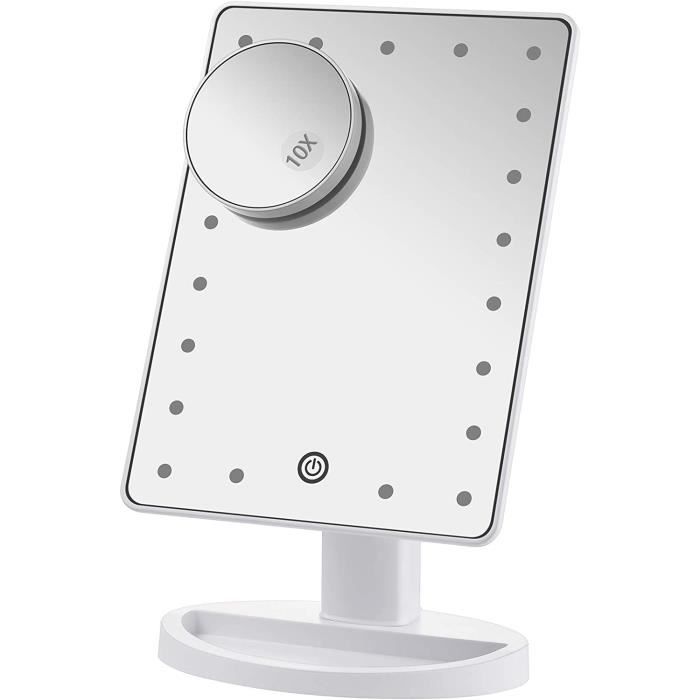 Miroir De Maquillage LED Rond Blanc – Avec Boîte à Bijoux Intégrée