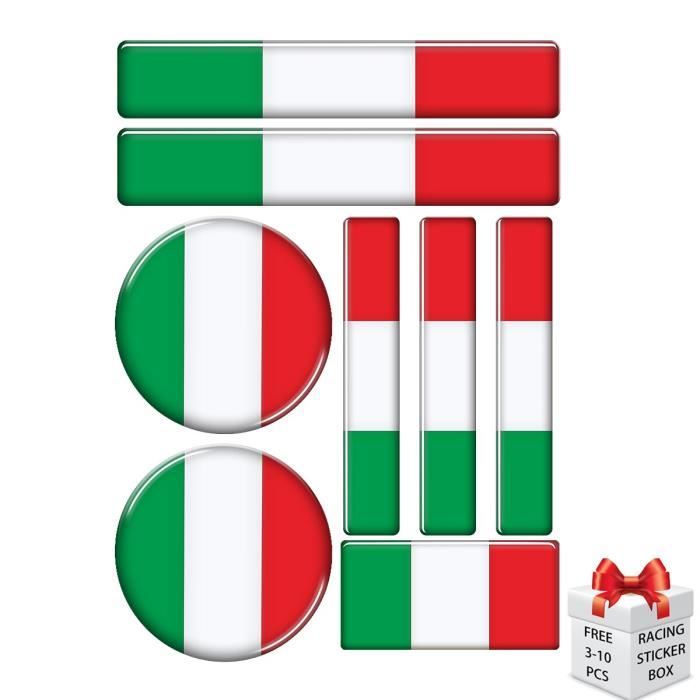1 Paire Emblèmes Métal Drapeau Italien 14,7 Cm – Autocollants 3D Premium Pour Voiture, Moto, Bateau, Style Italien Authentique