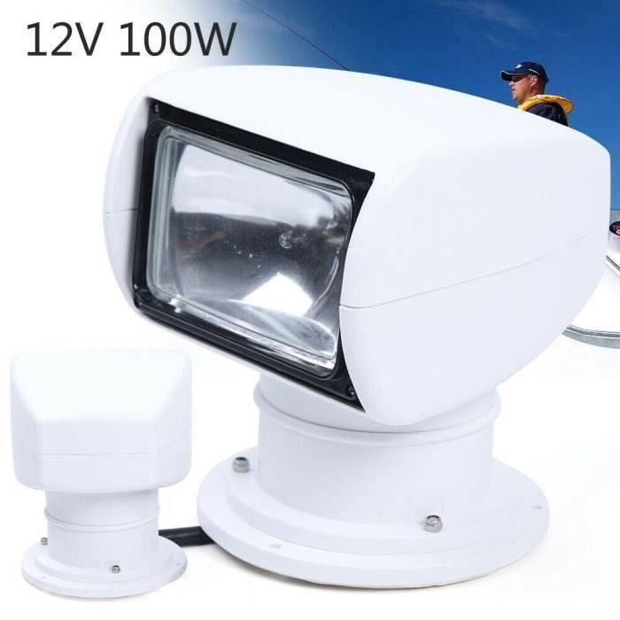 Projecteur Télécommandé Marine 12V 100W – Lampe De Recherche Puissante Pour Bateau, Camion & Voiture