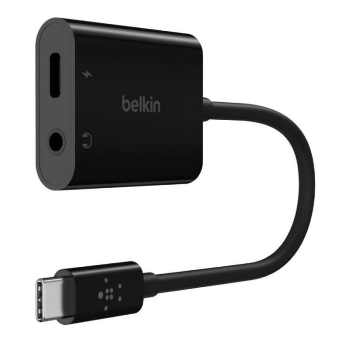 Belkin Adaptateur USB-C 3,5 mm Rockstar Audio + Recharge (Adaptateur USB-C Audio Compatible avec iPad Pro 12.9, 11,