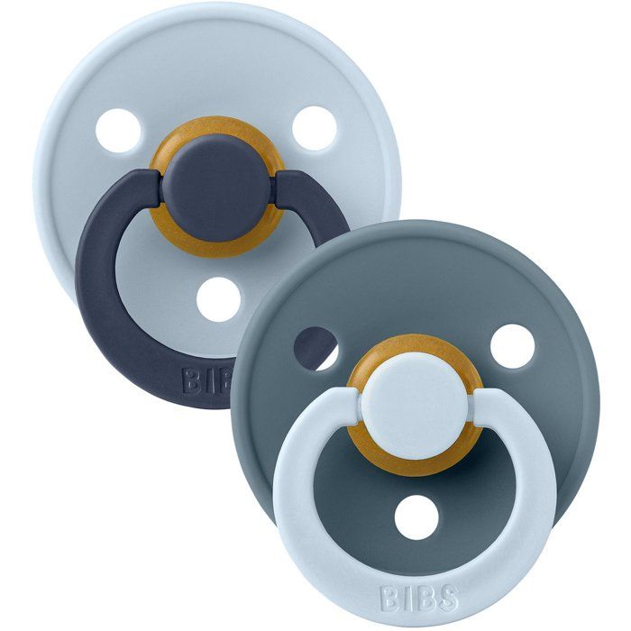 Sucette bébé - BIBS Studio Colour - Ronde - T2 - Caoutchouc naturel - Blue Mix Petrol - Pack de 2