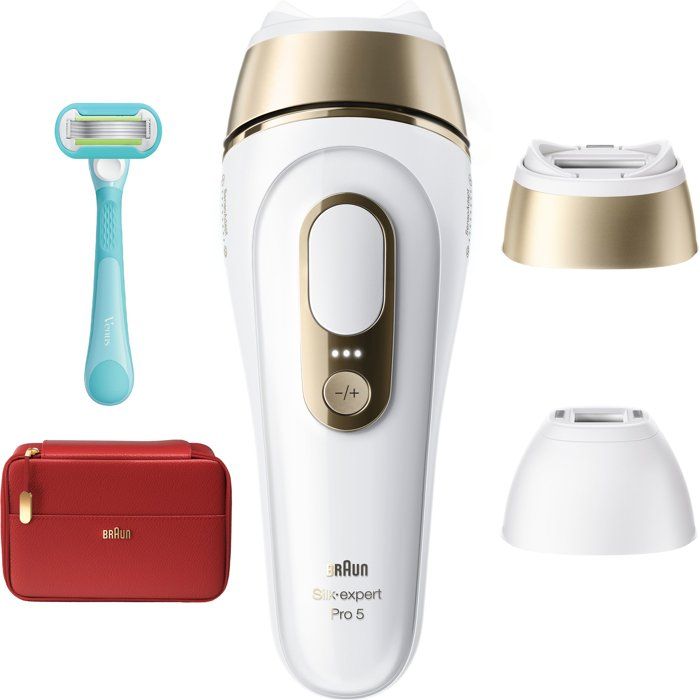 Épilateur à lumière pulsée BRAUN Silk·expert Pro 5 PL5221 IPL Capteur SkinProtect et Or