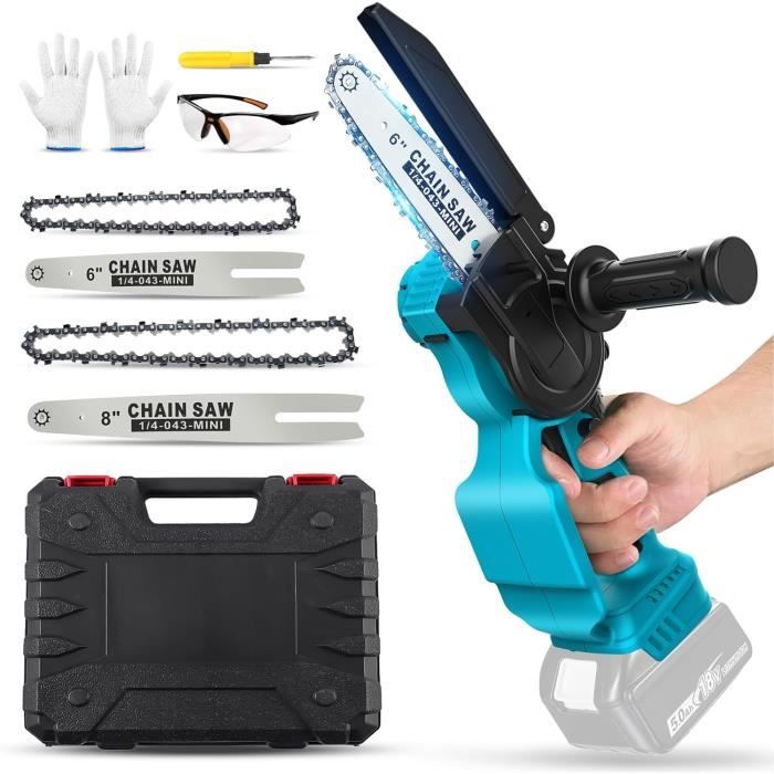 Tronçonneuse Sans Fil 30,5 Cm Compatible Batterie Makita 18V - Mini Tronçonneuse Électrique Avec 3 Chaînes Et Sécurité