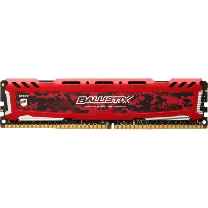 Memoire PC BALLISTIX - Mémoire RAM PC - Sport LT Rouge - DDR4 - 16Go - 3000 MHz - UDIMM (BLS16G4D30AESE) pas cher Memoire PC BALLISTIX - Mémoire RAM PC - Sport LT Rouge - DDR4 - 16Go - 3000 MHz - UDIMM (BLS16G4D30AESE) pas cher