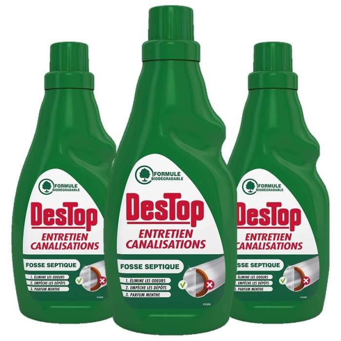 Destop Gel Entretien Canalisations Organique 750 ml Lot de 3