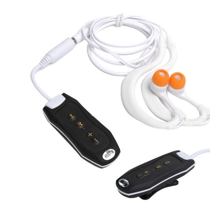 Lecteur de Musique Étanche IPX8 4 Go de DUOKON avec Écouteur et Clip - Noir - Diffusion FM - Norme IPX8