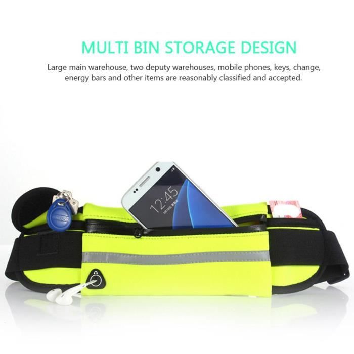Sac Banane de sport - EFUTURE - Ceinture de téléphone - Imperméable - Réfléchissant - 2 Poches