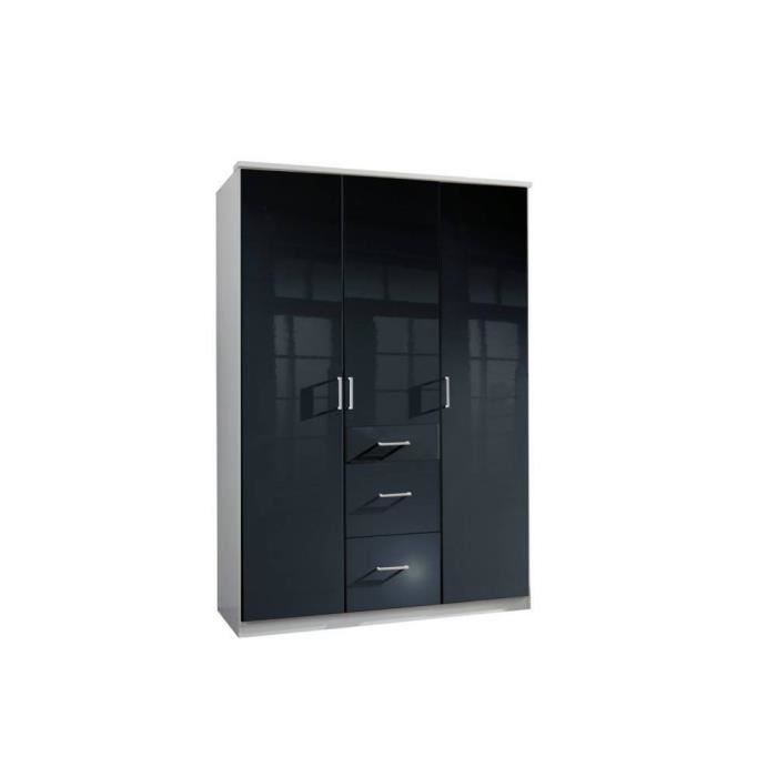 Armoire Cooper 3 Portes Battantes 3 Tiroirs Largeur 135 Coloris