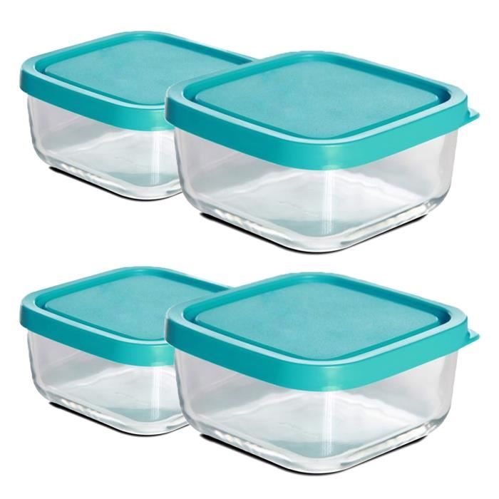 4 Boîtes De Conservation Verre Avec Couvercles Tritan - Sans BPA - Micro-ondes
