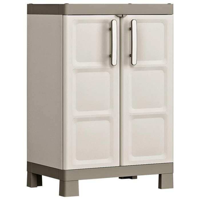 Keter Armoire de rangement basse Excellence Beige et taupe 97 cm 46640 Keter Armoire de rangement basse Excellence Beige et taupe 97 cm 46640