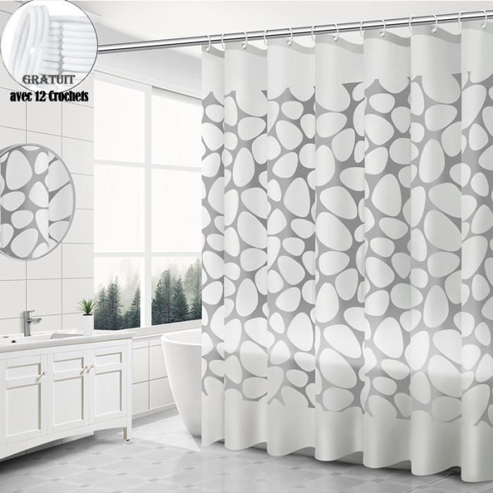 Doublure de rideau de douche en PEVA imperméable avec 12 crochets, 150 x 180 cm, pour baignoire ou cabine de douche (rayure) | Leroy Merlin