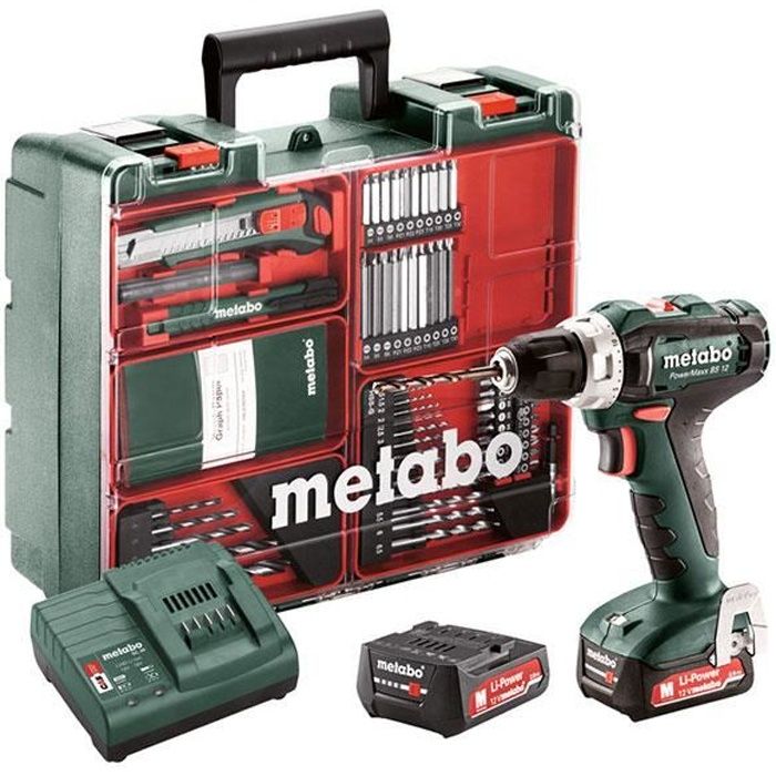 Perceuse visseuse 12V METABO Powermaxx BS12 2 batteries 2Ah Chargeur inclus Lampe LED intégrée