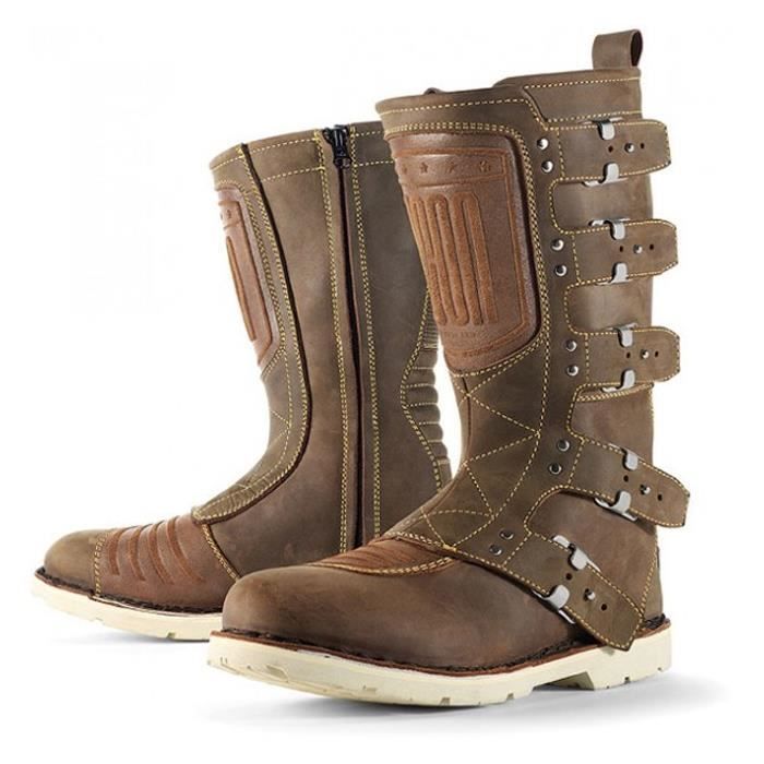 Botte moto marron clearance