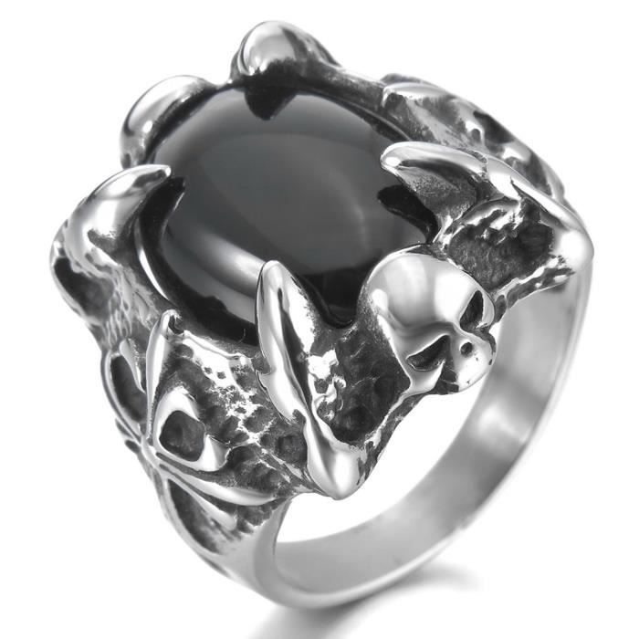 Acier Inoxydable Anneau Bague Agate Argent Noir Celtic Celtique