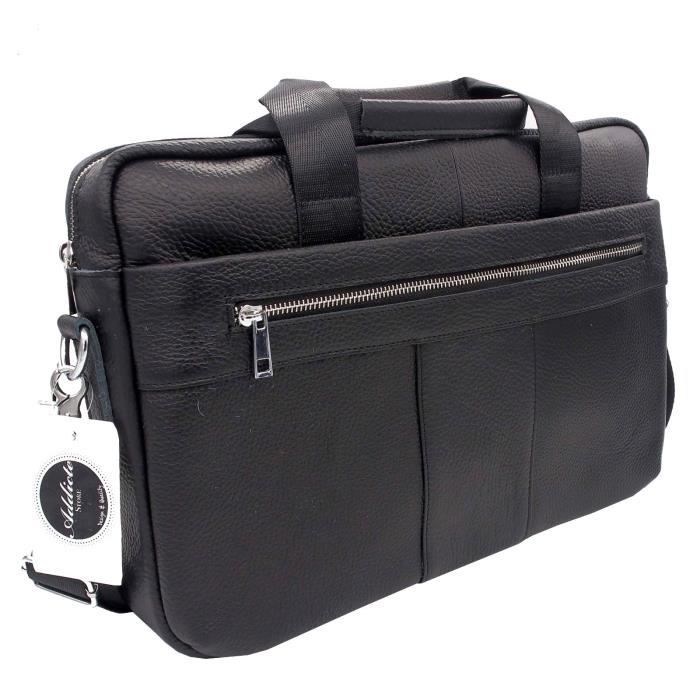 Sacoche Cuir PU SPAHER Pour Ordinateur 15.6 Pouces - Imperméable, Avec Portefeuille - Sac Bandoulière Pro Homme