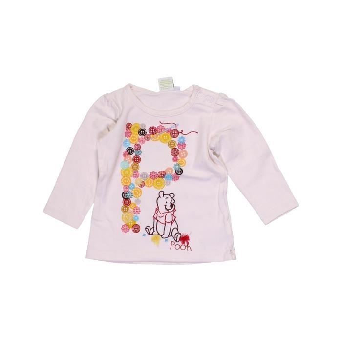 T Shirt Manches Longues Bebe Fille Disney 12 Mois Blanc Hiver Vetement Bebe Blanc Cdiscount Pret A Porter
