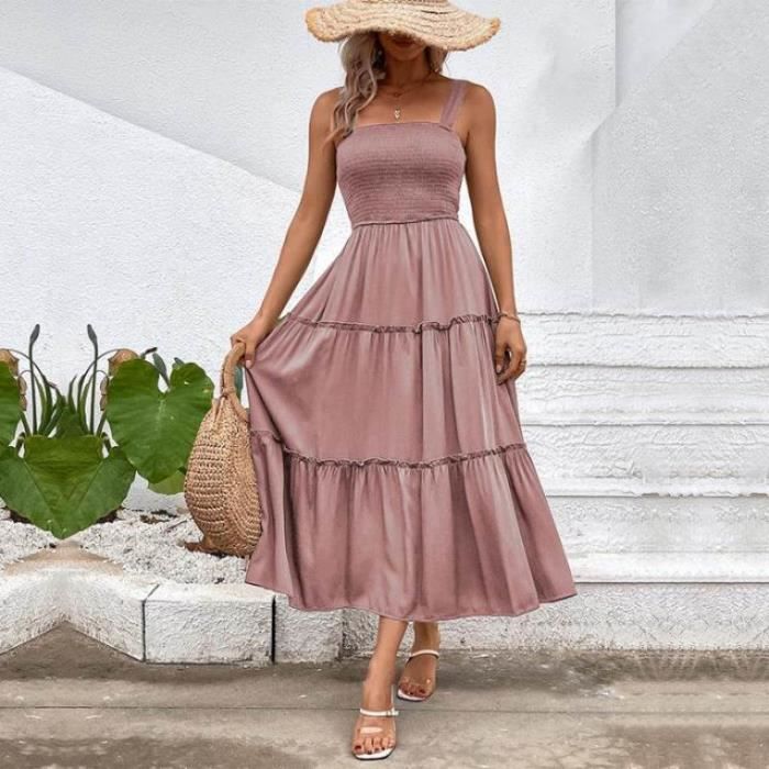 Robe Sans Manches Encolure V Uni
