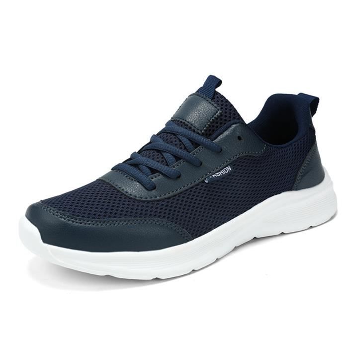 Chaussures De Marche Athlétiques Homme – Sans Lacet, Maille Respirante, Semelle Antidérapante, Noir/gris