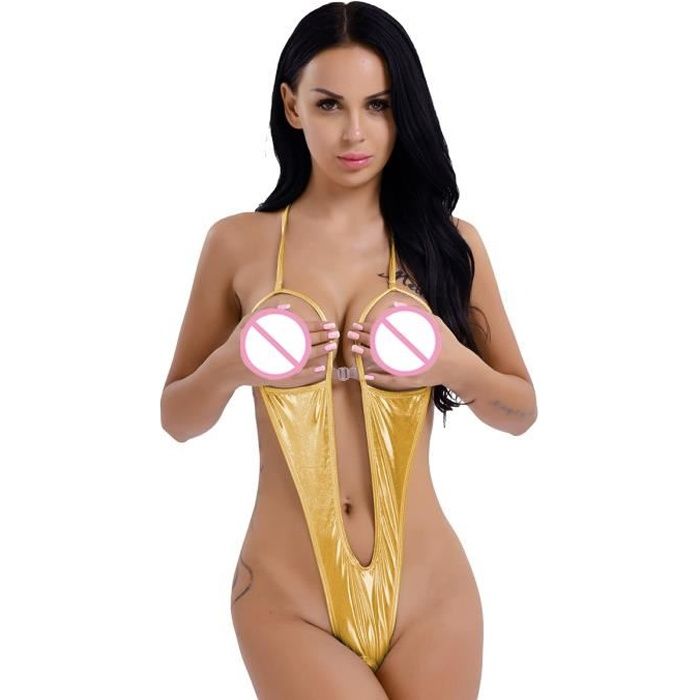 Maillot de Bain Femme Sexy Bikini Body String Ouvert Entrejambe