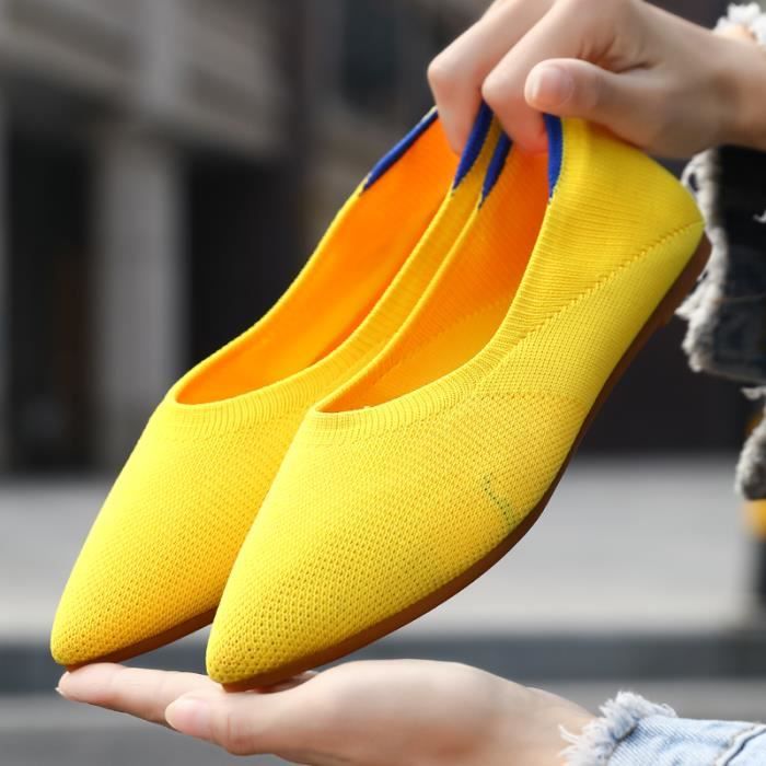 Richelieu Femme Chaussures classiques en cuir plates et pointues jaune MR Jaune Cdiscount Chaussures
