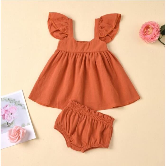 Robe D'été Pour Bébé Fille – Manches Courtes, Motif Floral, Bandeau Assorti – 2025 Nouveau-né été