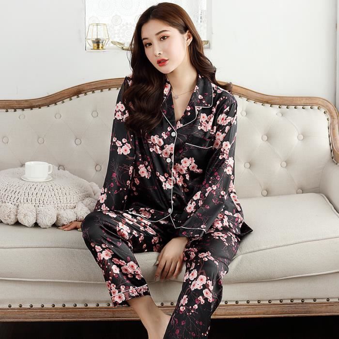 Pyjama satin 2025 femme grande taille