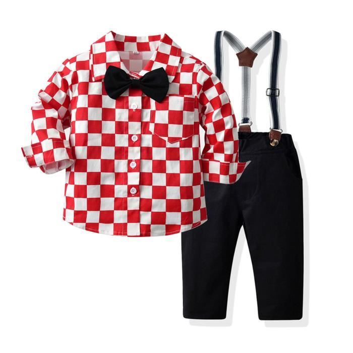 Iiniim Bebe Ensembles Bapteme Ceremonie Fete Garcon Tenue De Soiree Chemise Pantalon Bretelles Noeud Papillon 1 6 Ans Rouge Cdiscount Pret A Porter